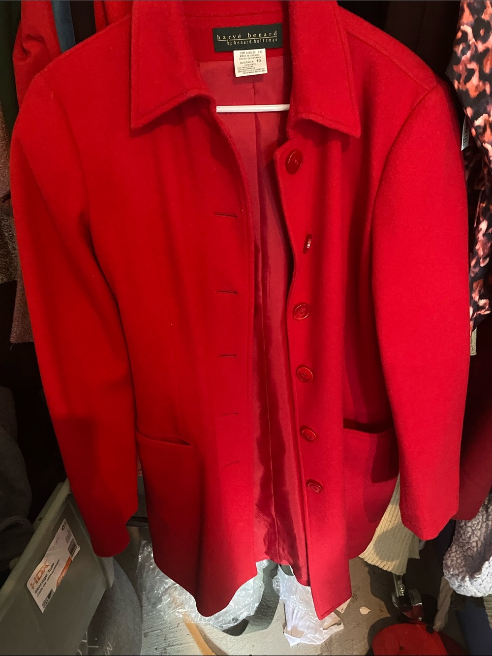 Harve Benard Vibrant Red Wool Pea Coat
